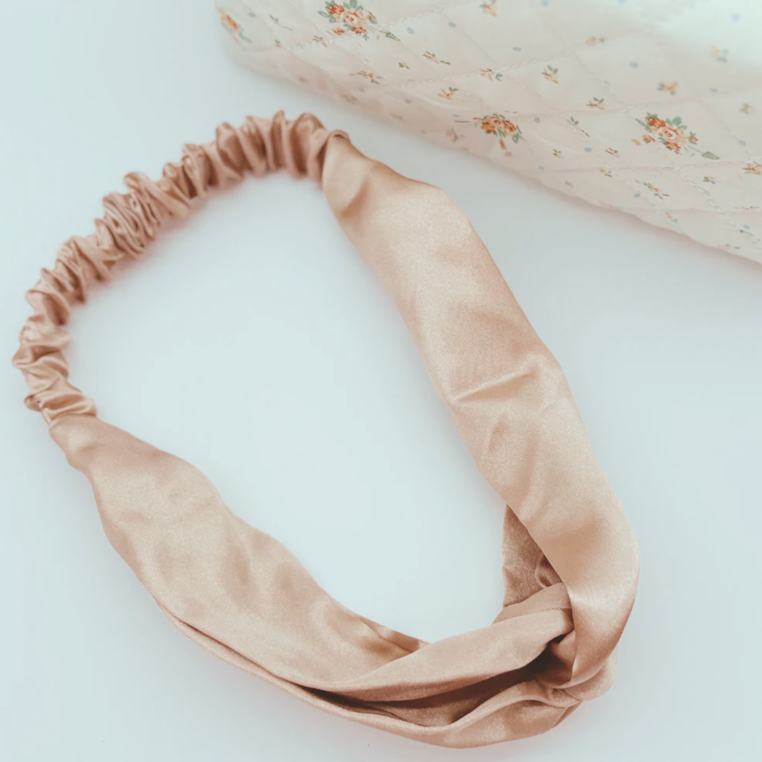 Blush satin vintage style hair band