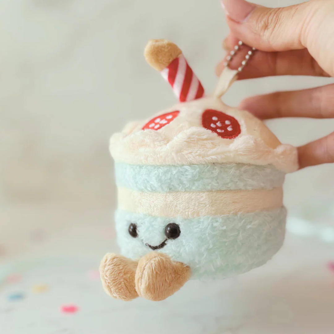 Blue Plush Birthday Cake Keyring