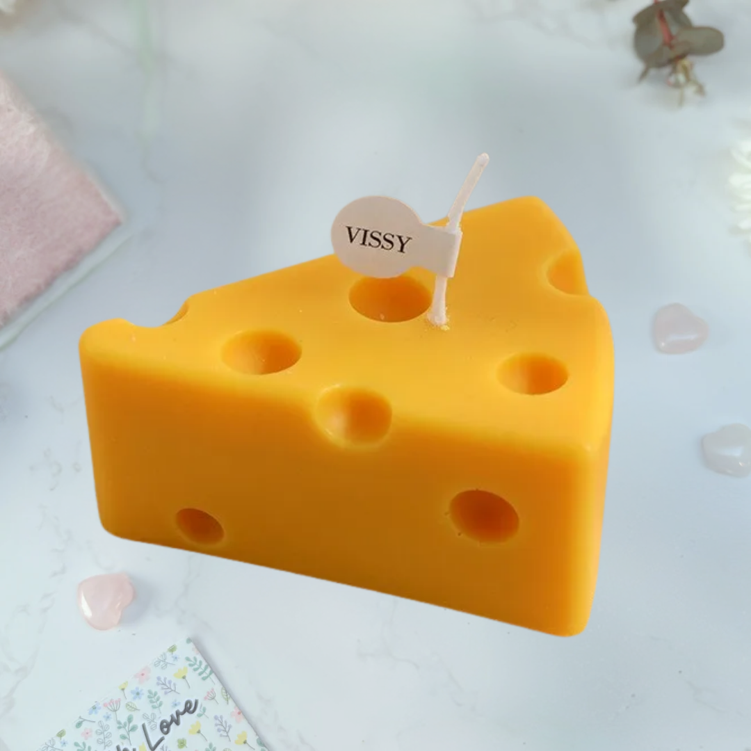 Novelty candle for cheese lovers