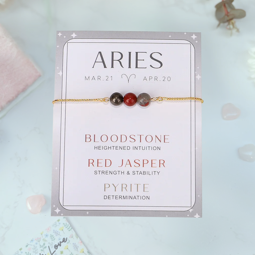 Aries Zodiac Bracelet with crystals