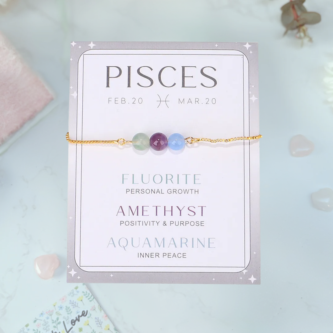 Pisces Zodiac Bracelet with crystals