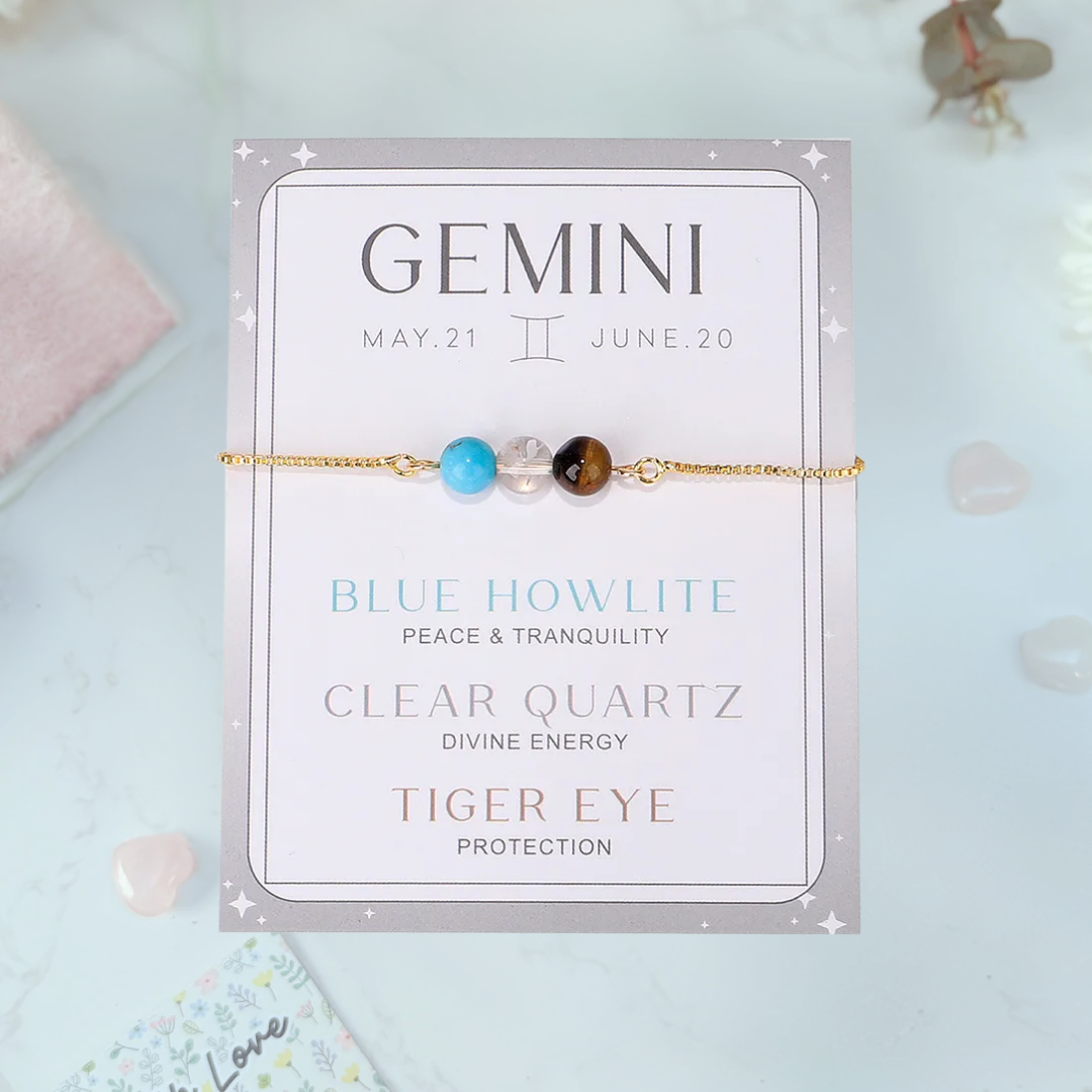 Gemini Zodiac Bracelet with crystals