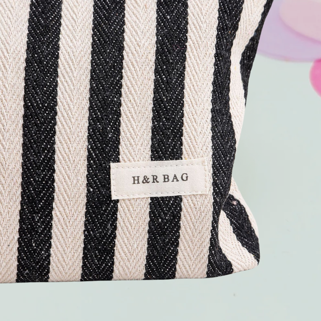 Black & White Stripe Makeup Bag