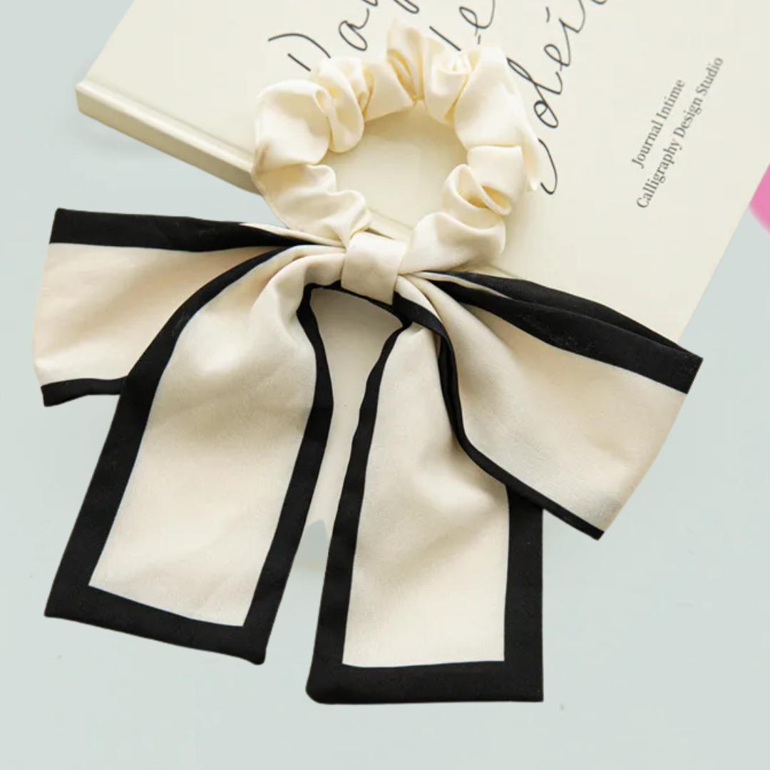 Soft White Bow Satin Scrunchie