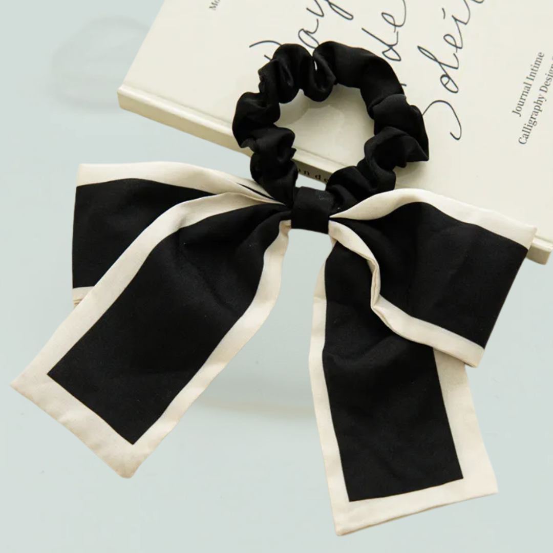 Black Bow Satin Scrunchie