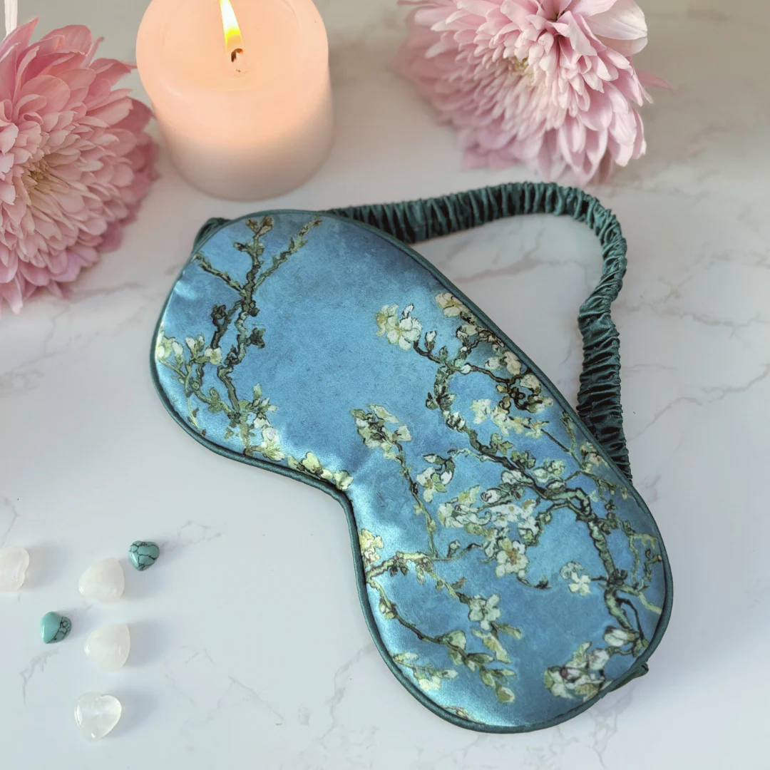 Blue Blossom Print Satin Sleep Mask