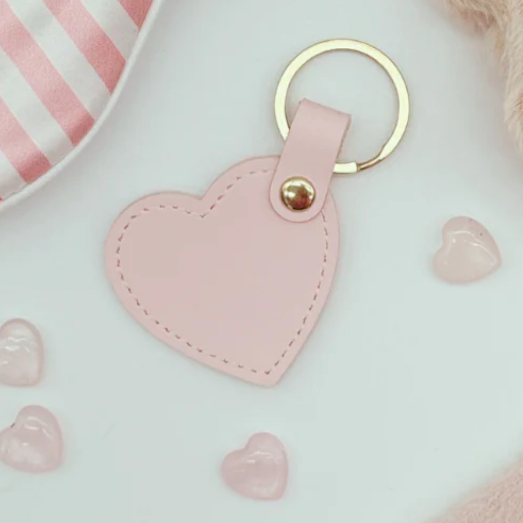 Faux-Leather Pink Heart Keyring