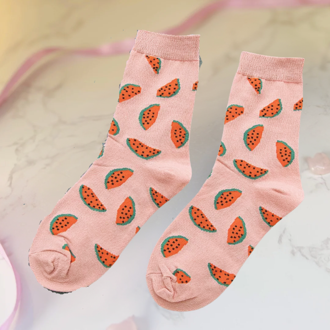 Pink Watermelon Print Socks