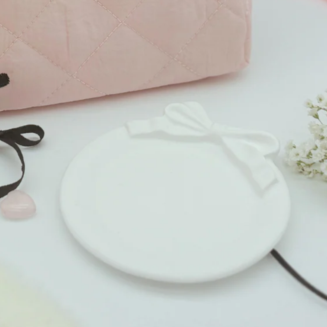 White Bow Round Trinket Tray