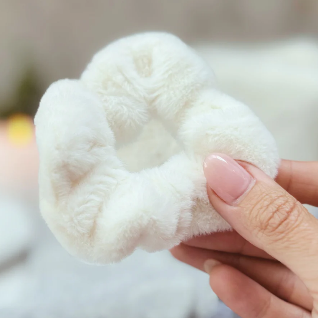 Cream Fluffy Hair Scrunchie