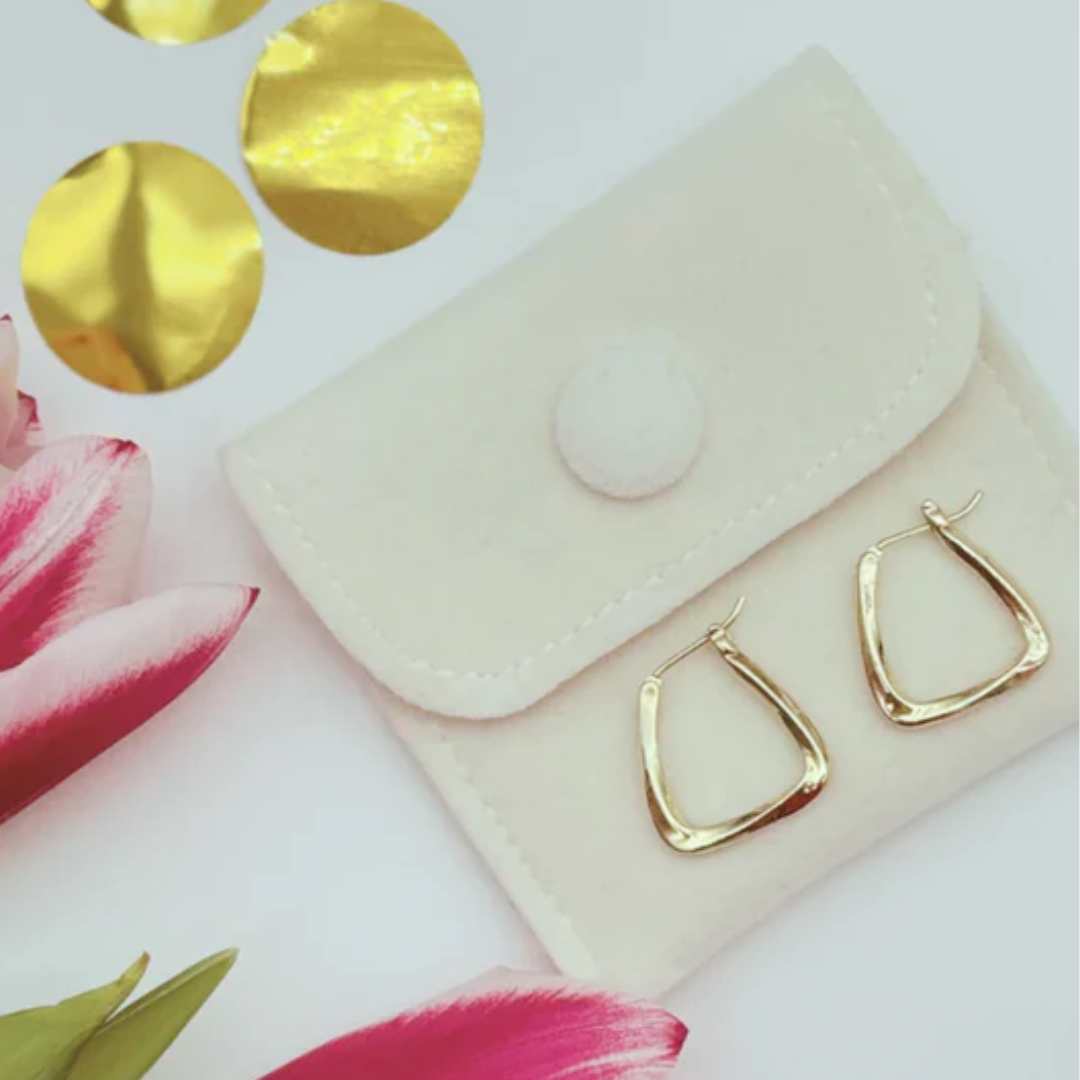Cosy Self Care Gift For Her – Slippers, Gold Earrings, Makeup Bag & Hand Cream (GOLD)
