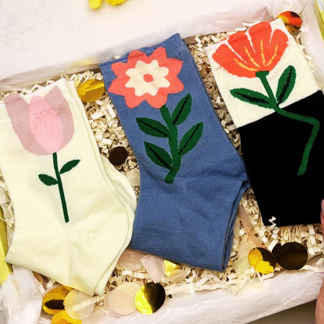 Floral Socks Gift Set – Three Pair Flower Socks For Garden Lovers