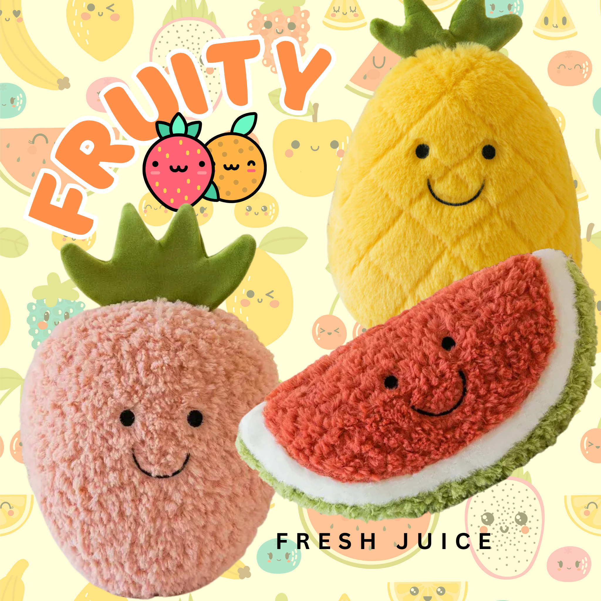 Plush Melon Soft Toy – Smiley Fruit Cuddly – Cute Gift For Kids