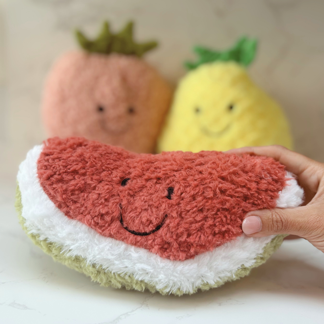 Plush Melon Soft Toy – Smiley Fruit Cuddly – Cute Gift For Kids