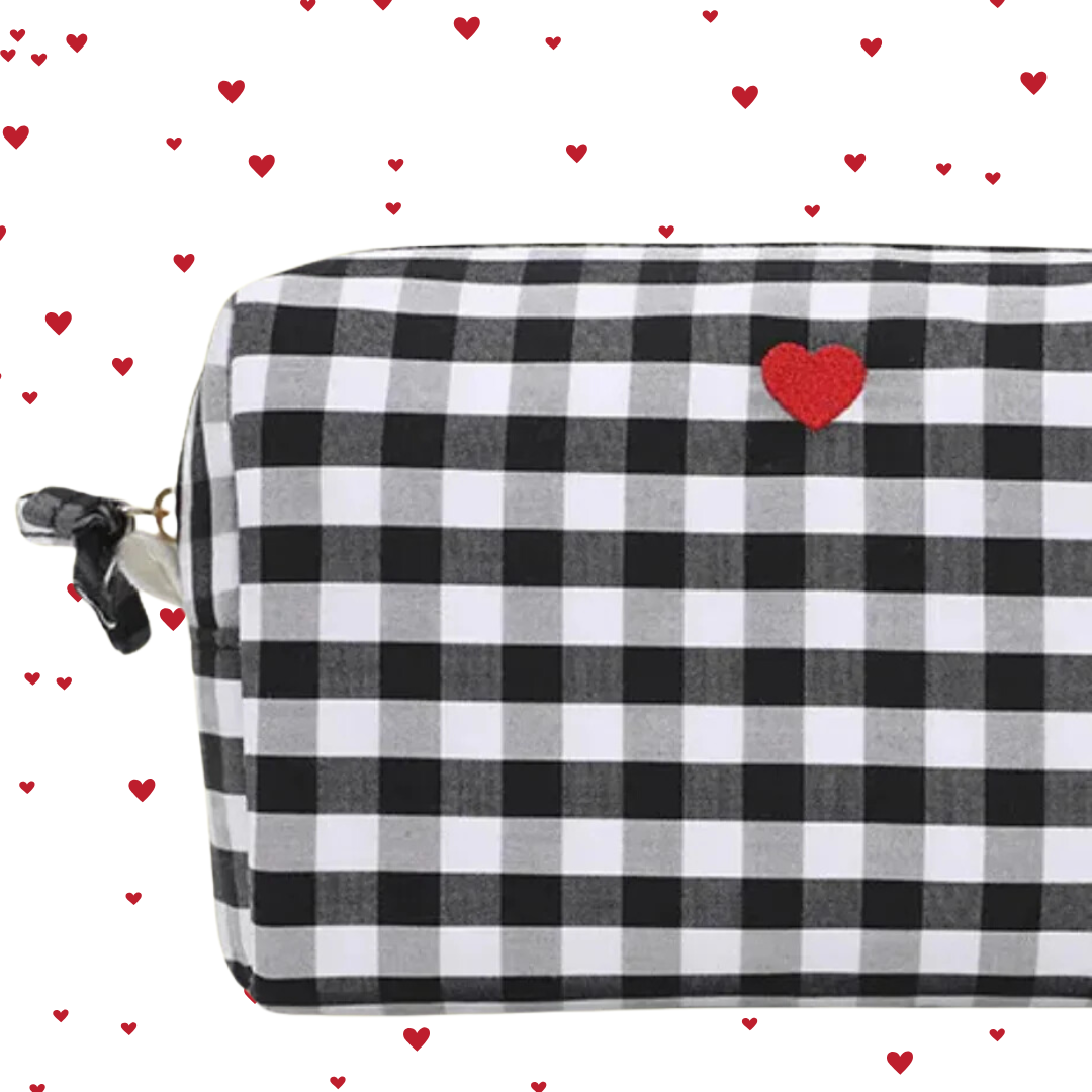 Gingham Wash Bag - Black and White