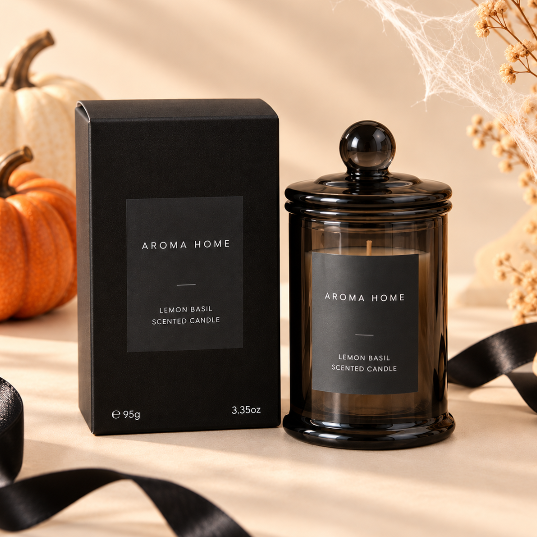 Black glass candle