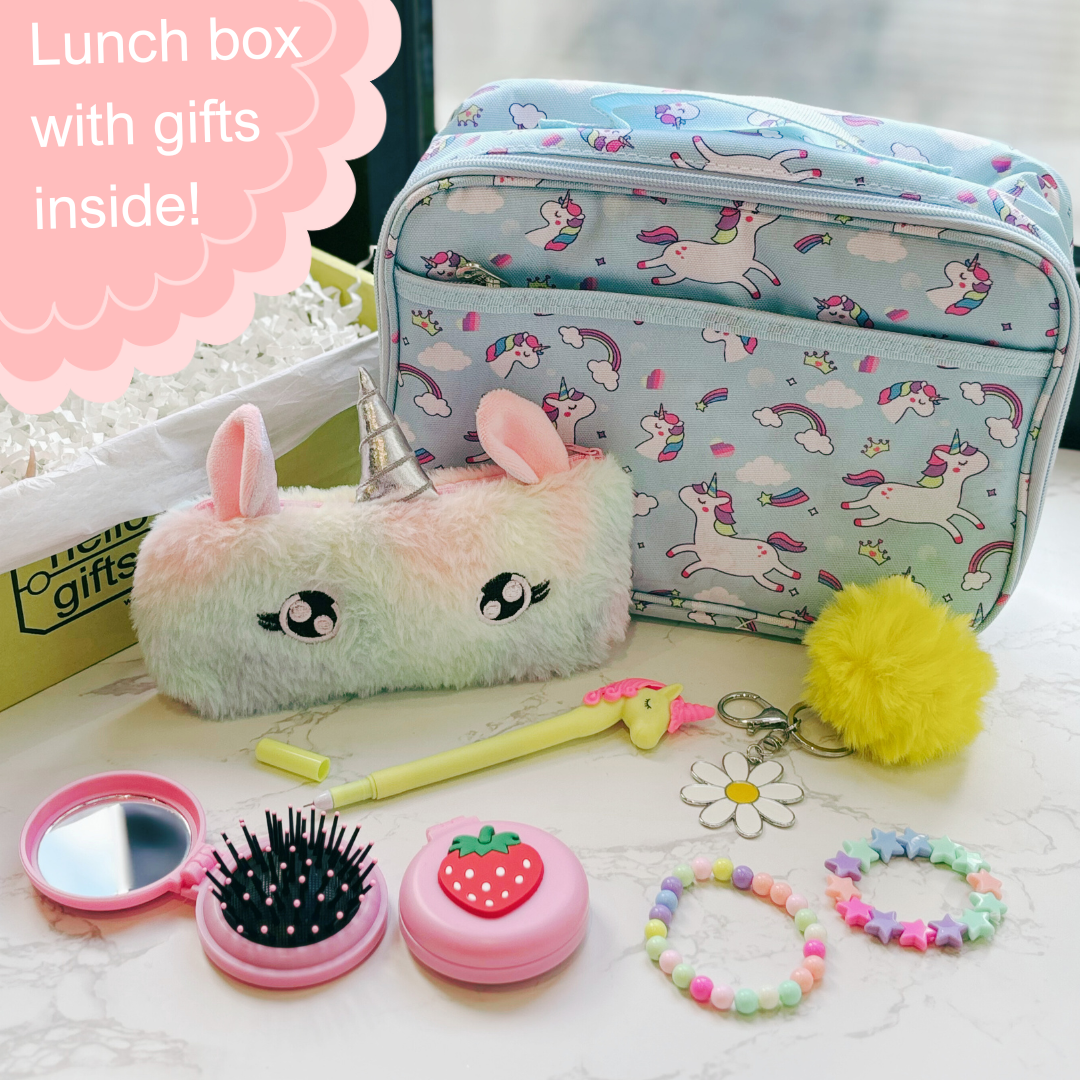 Pink and blue lunch box on sale