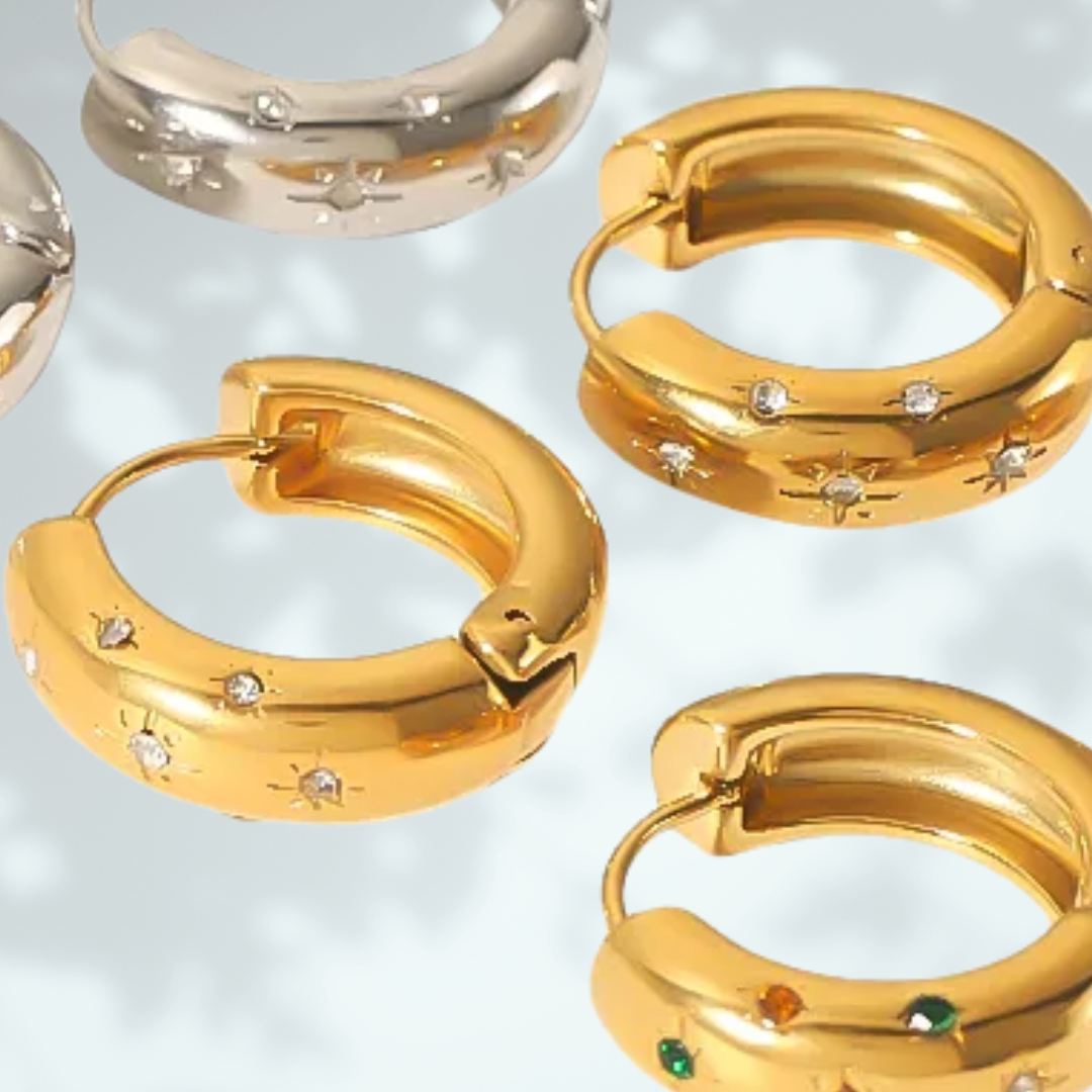 Gold Star Small Hoop Earrings