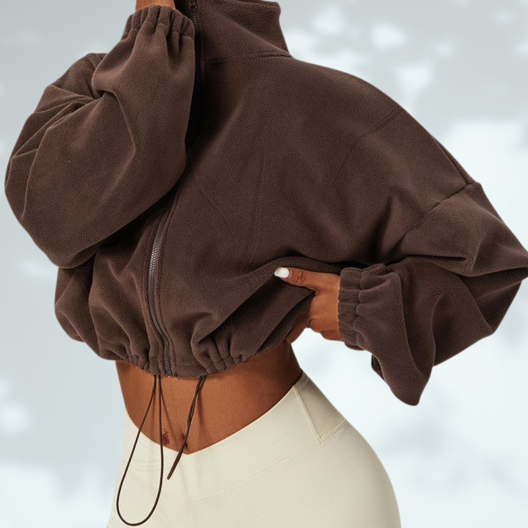 Cropped Zip-Up Fleece Gym Jacket - 2 colours