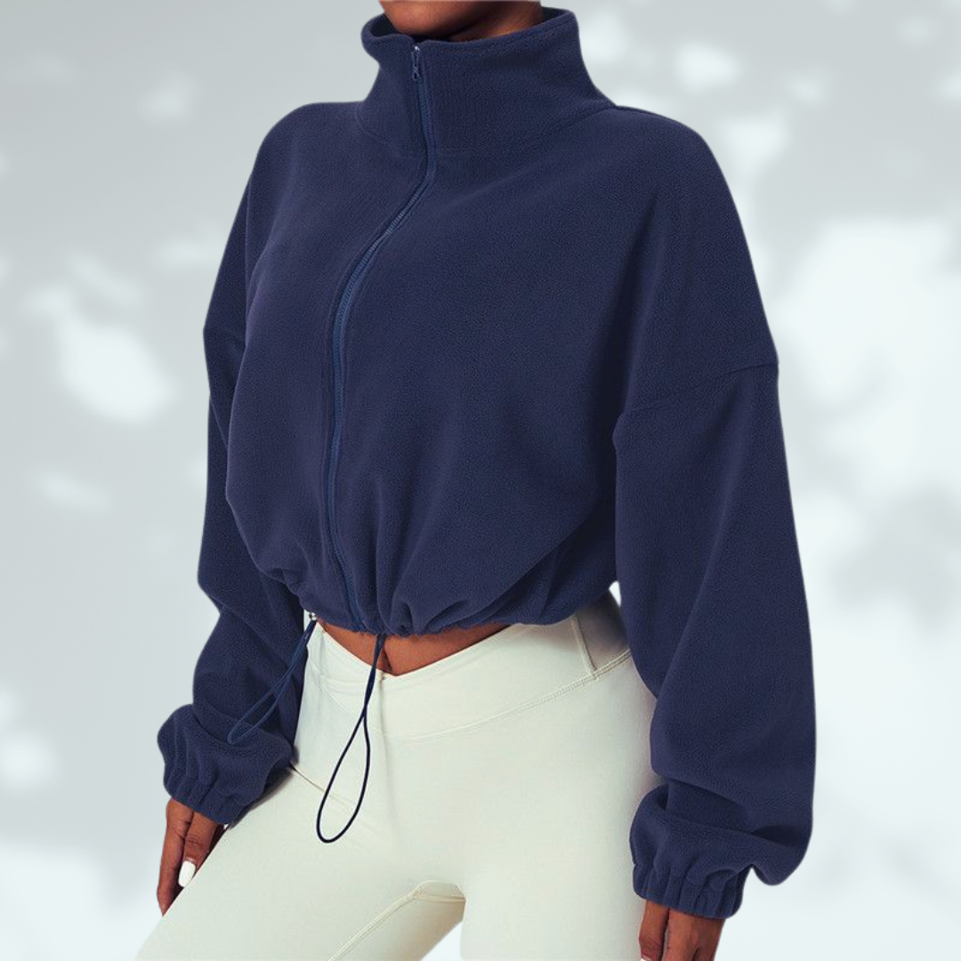 Cropped Zip-Up Fleece Gym Jacket - 2 colours