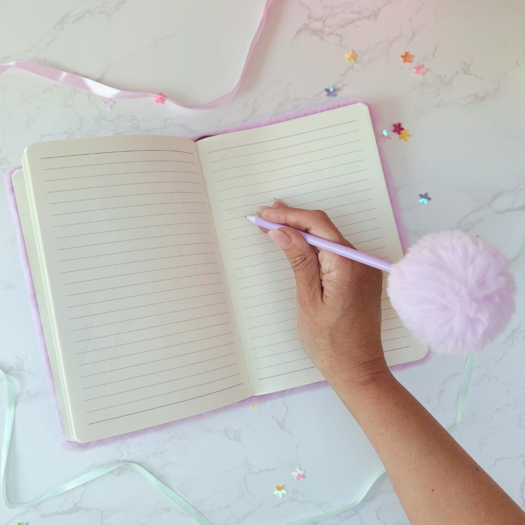 Gift Box For Girls – Fluffy Notebook And Self Care Treats – Lilac Edition