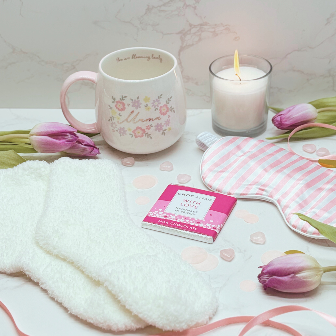 Mother’s Day Gift To Show You Care – Mama Mug, Eye Mask, Cosy Socks And Chocolate