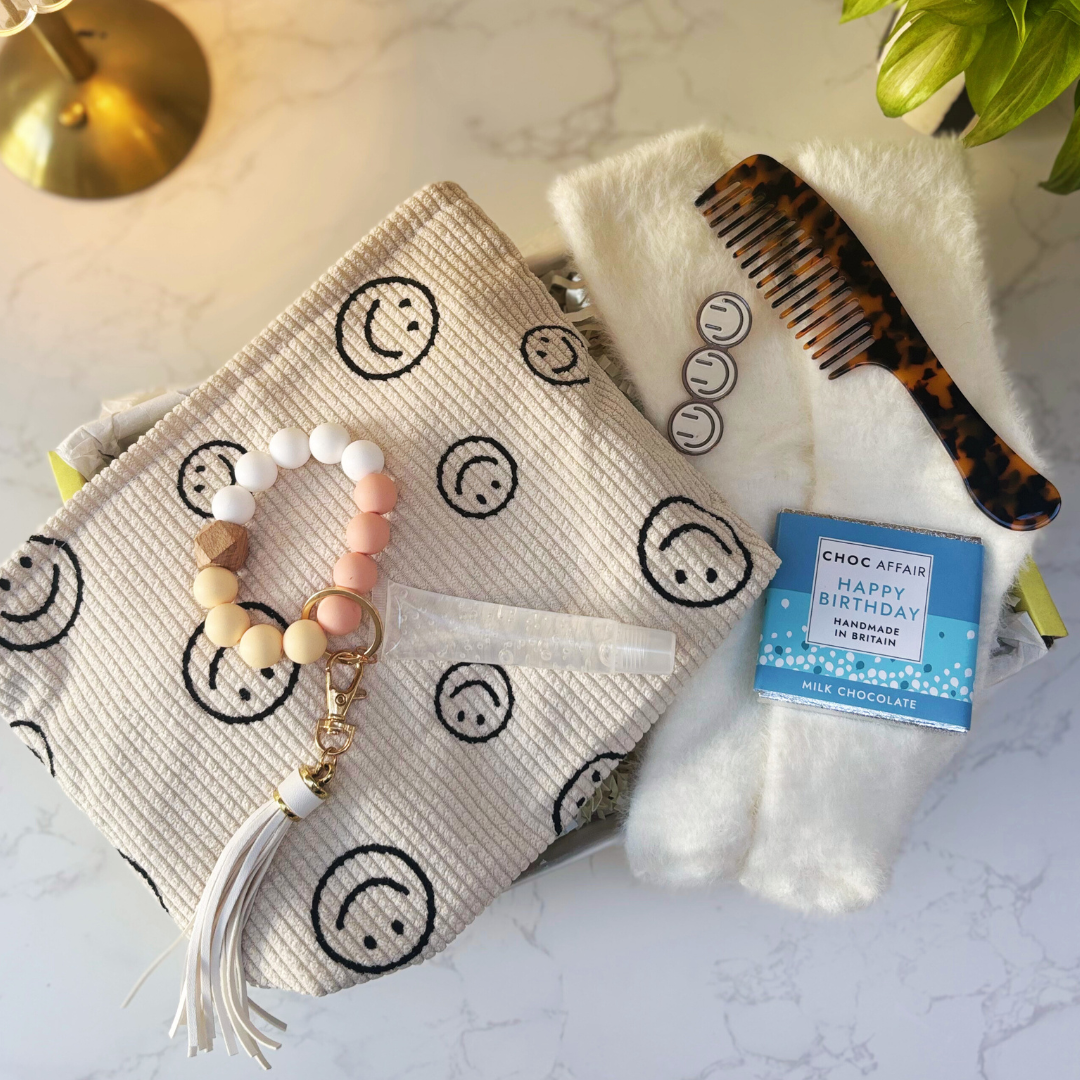 Happy Birthday Gift Box For Her – Cream Smiley Edition