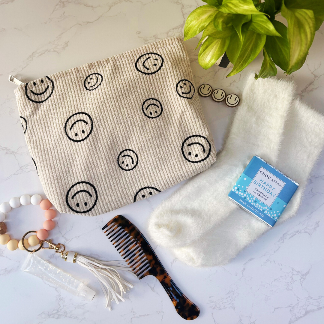 Happy Birthday Gift Box For Her – Cream Smiley Edition