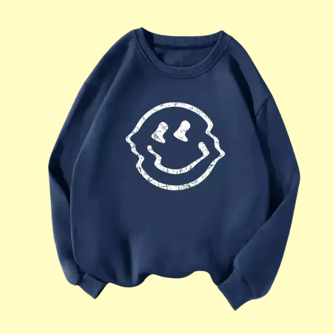 Blue smiley face hoodie hotsell