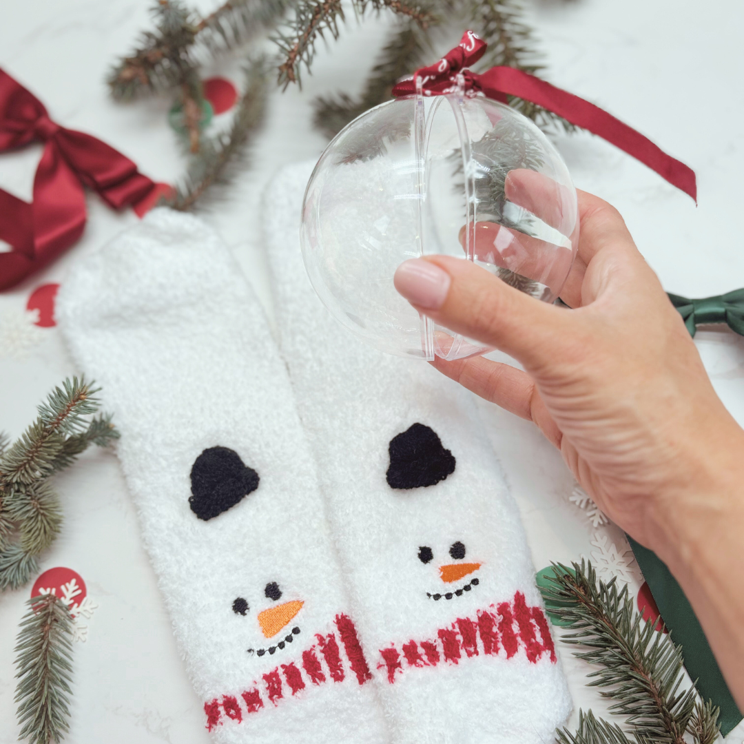 Snowman Socks in Christmas Bauble – Stocking Filler or Secret Santa