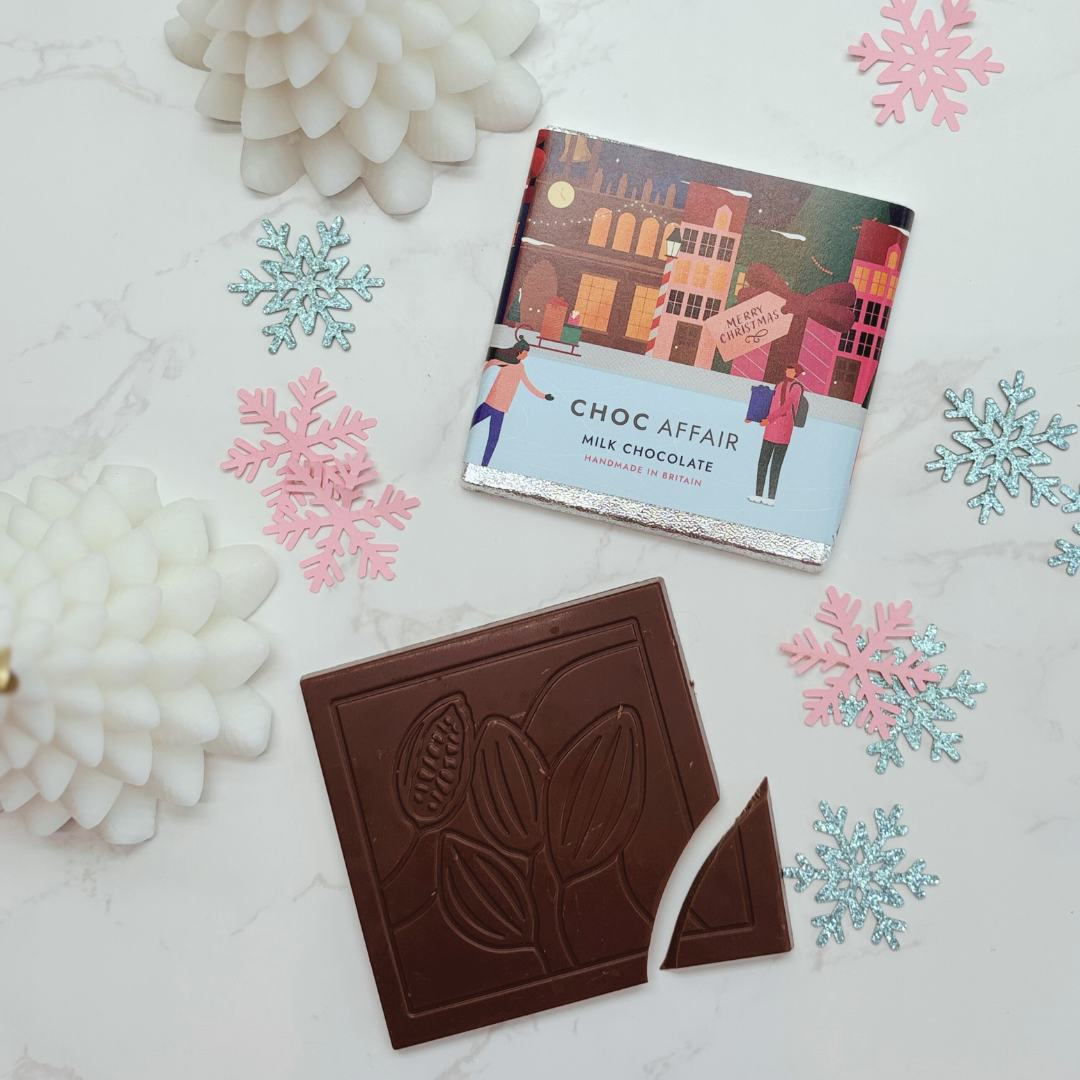 Glitter Purse, Festive Socks & Chocolate Christmas Gift Box BLACK – Gift for Her (Optional Candle)