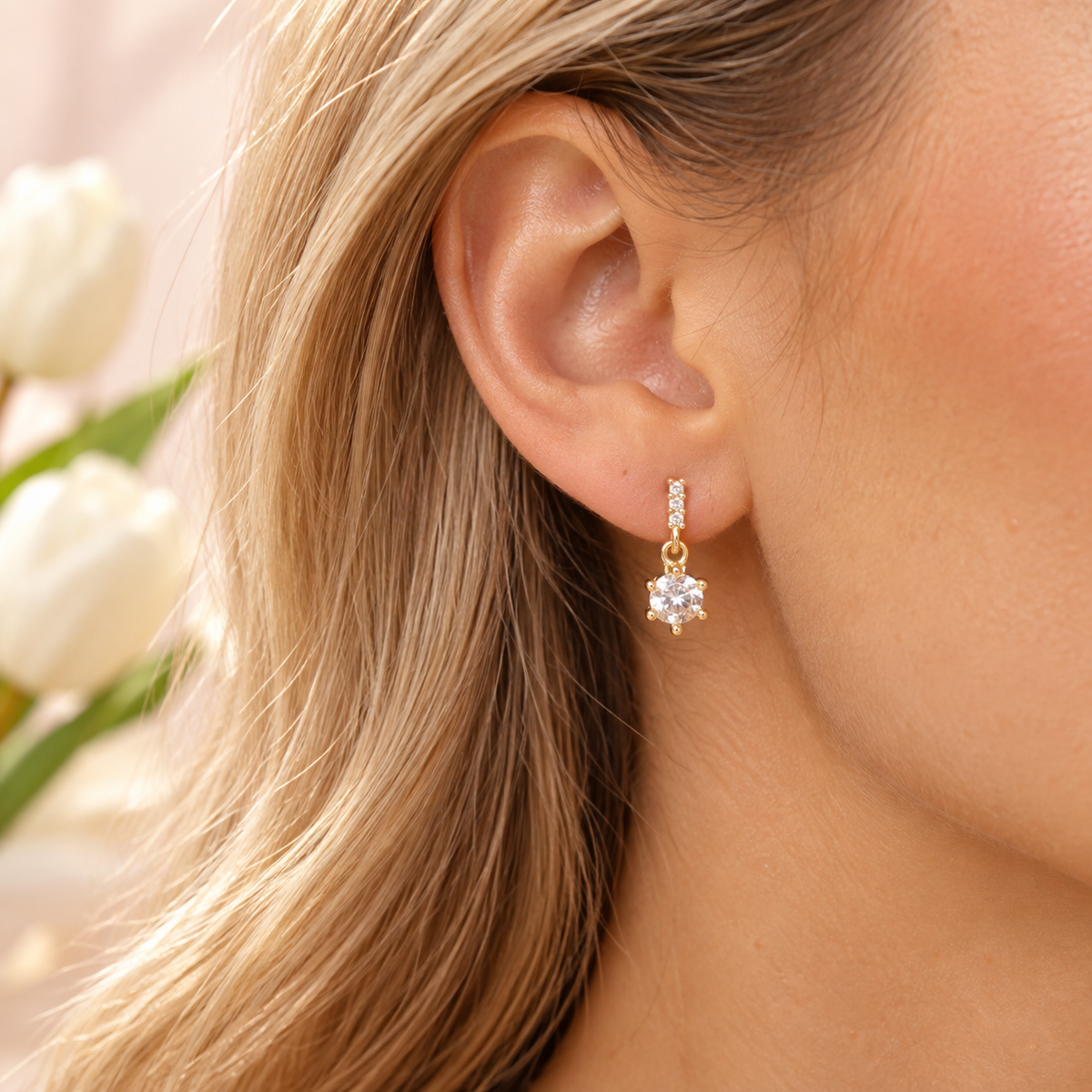 Gold Plated Crystal Drop Earrings