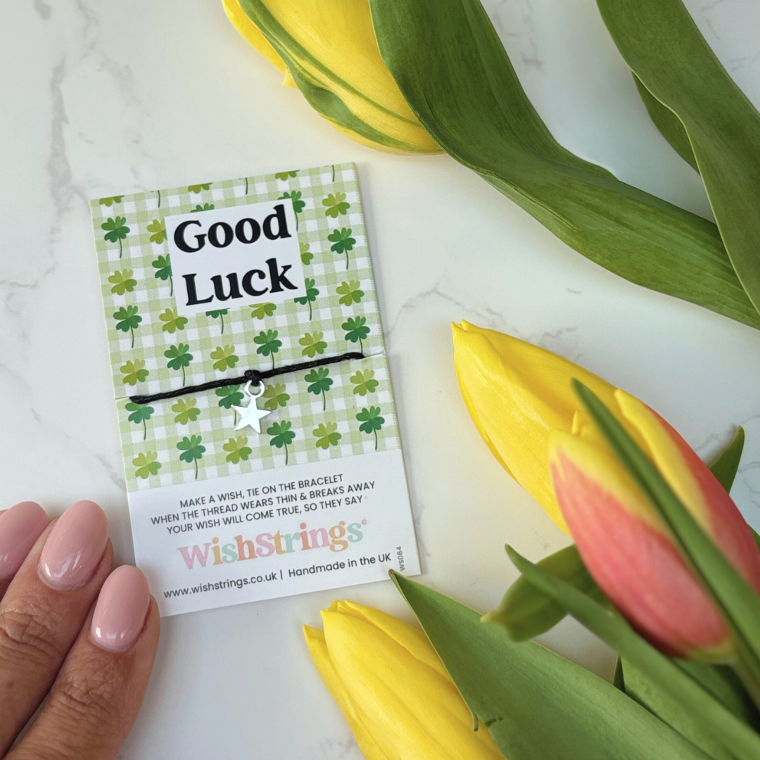 Good Luck Wish Bracelet – Silver Star Charm on Black Cord