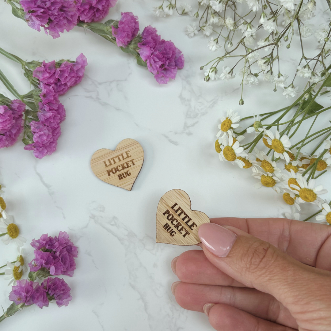 Granddaughter Little Pocket Hug – Sustainable Bamboo Heart Token on Card
