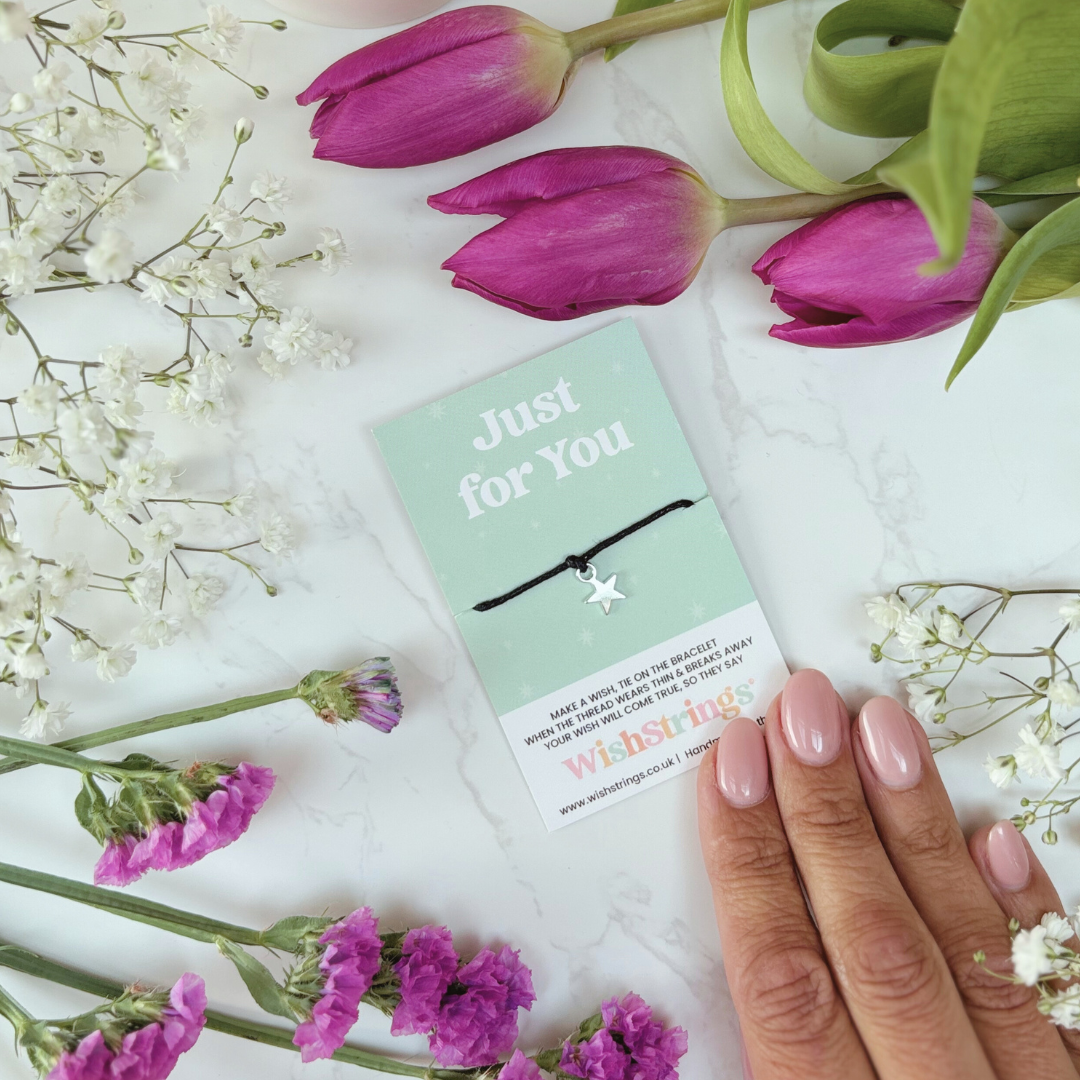 Just For You Wish Bracelet – Silver Star Charm on Black Cord