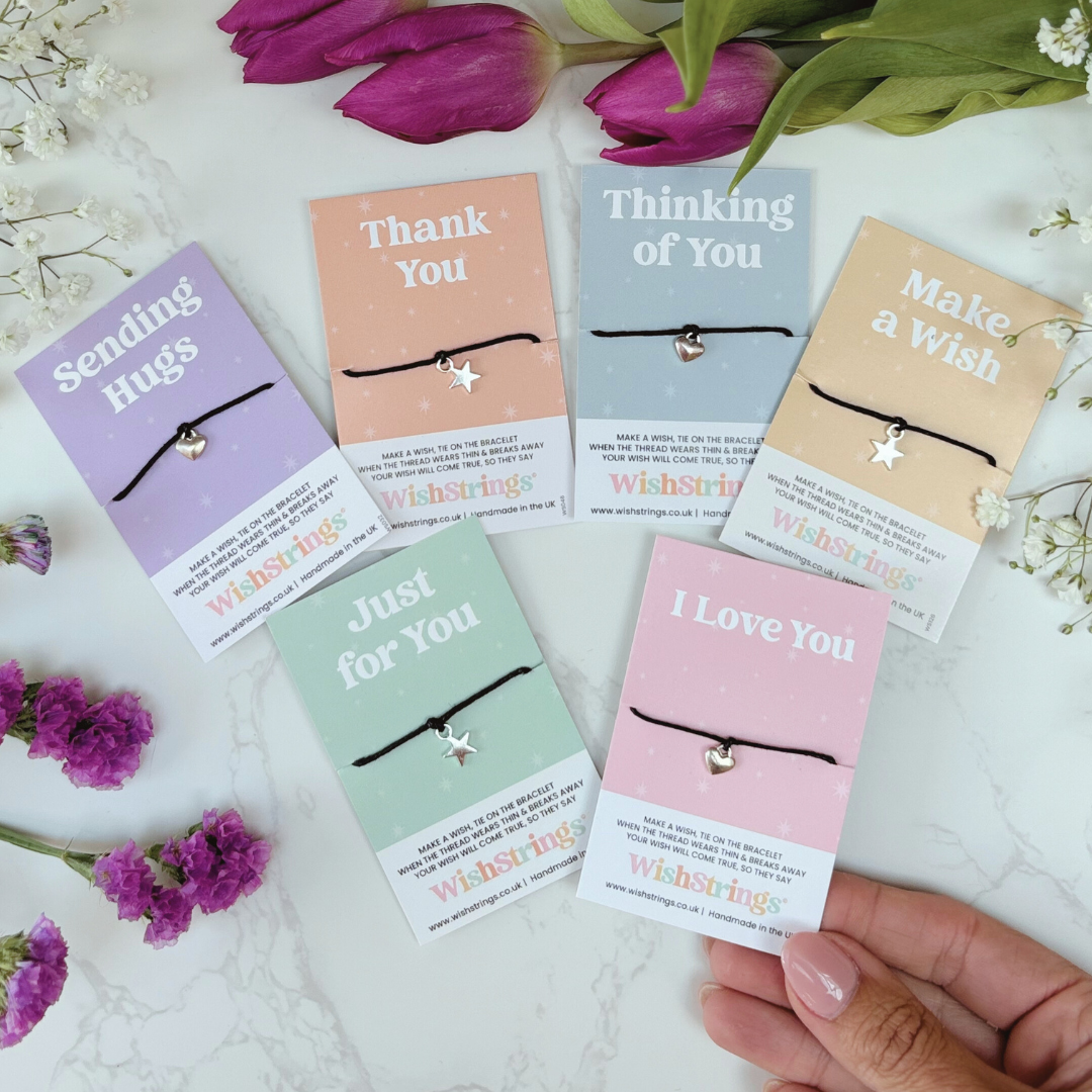 I Love You Wish Bracelet – Silver Heart Charm on Black Cord