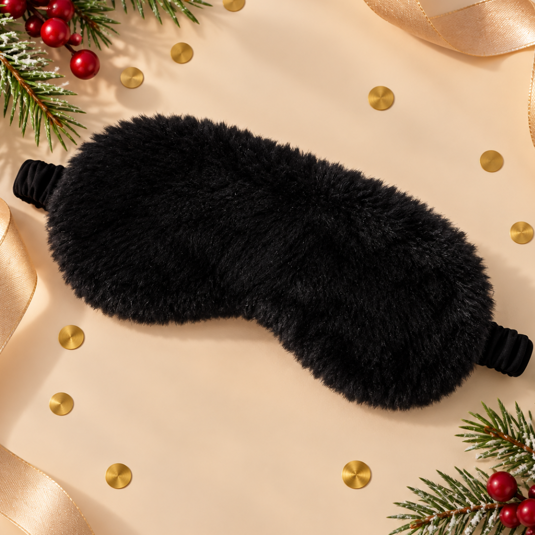 Black fluffy eye mask
