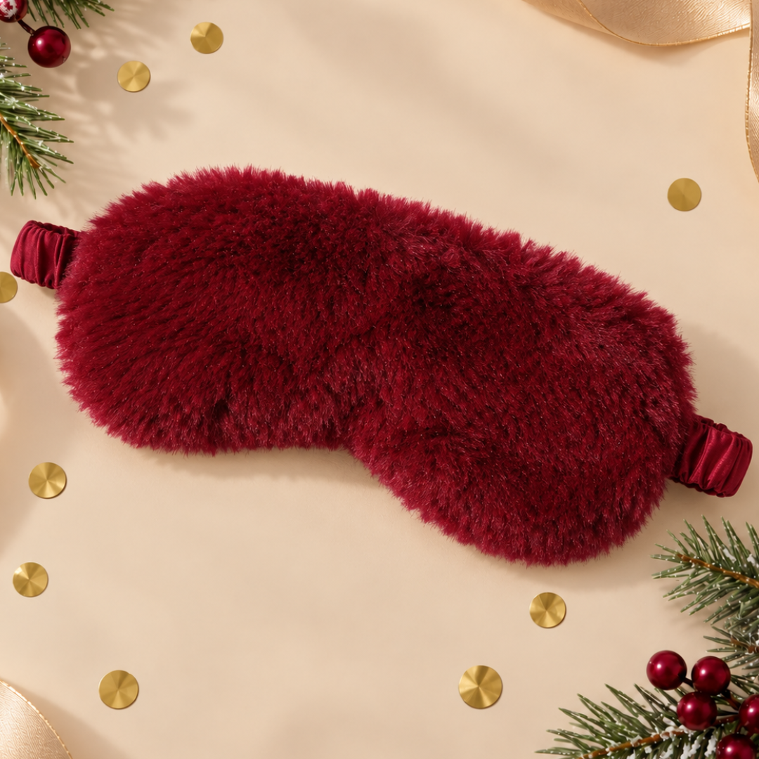 Red fluffy eye mask