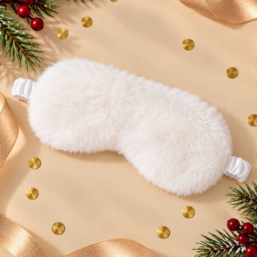 White fluffy eye mask
