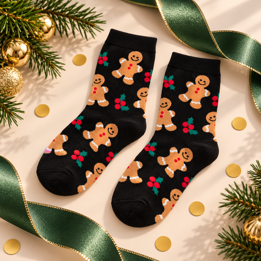 Festive Gingerbread Christmas Socks