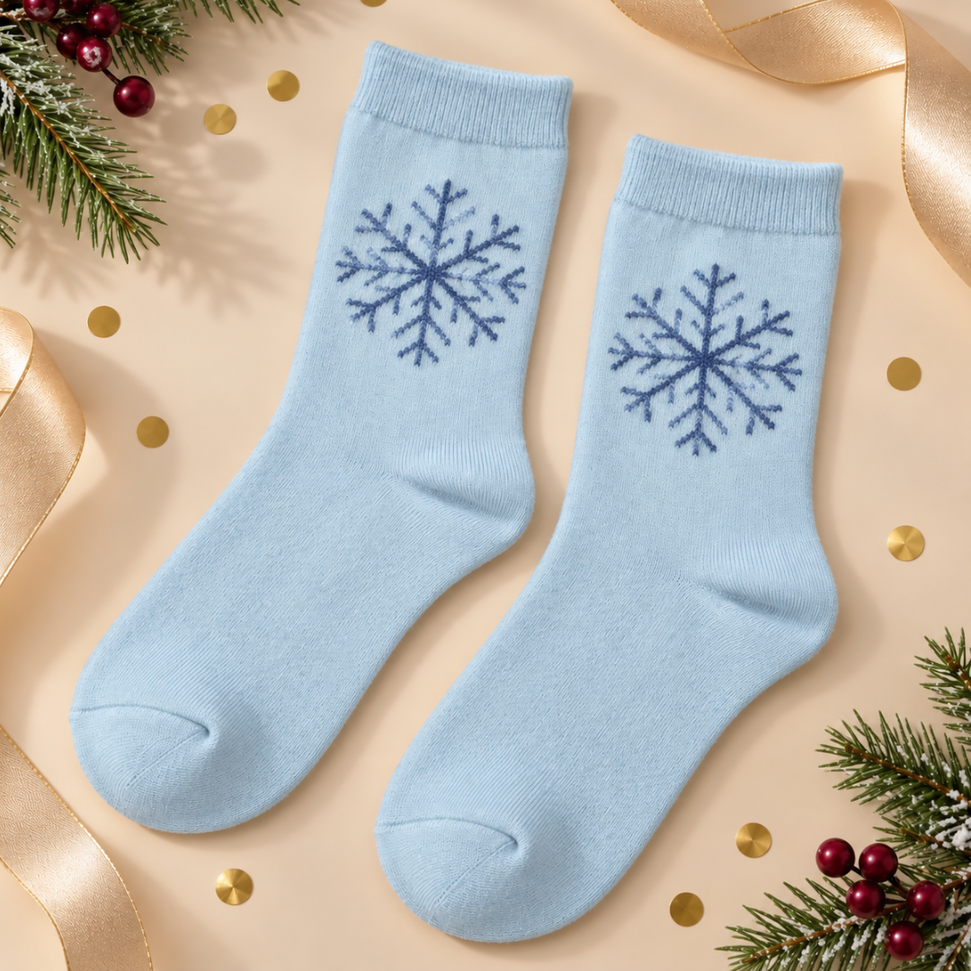 Cosy Snowflake Christmas Socks – Blue