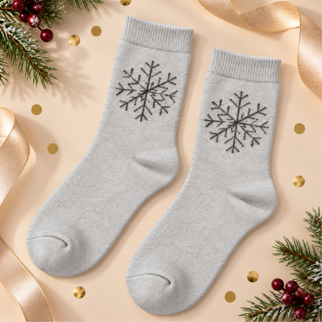 Cosy Snowflake Christmas Socks – Grey