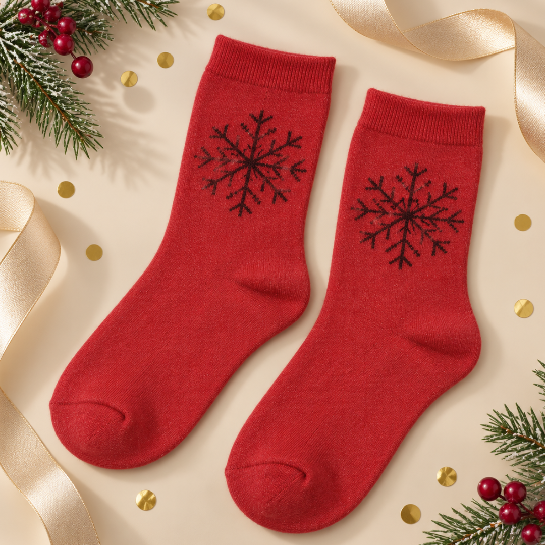 Cosy Snowflake Christmas Socks – Red