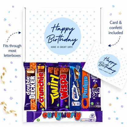Assorted chocolate bars in a packaging with &