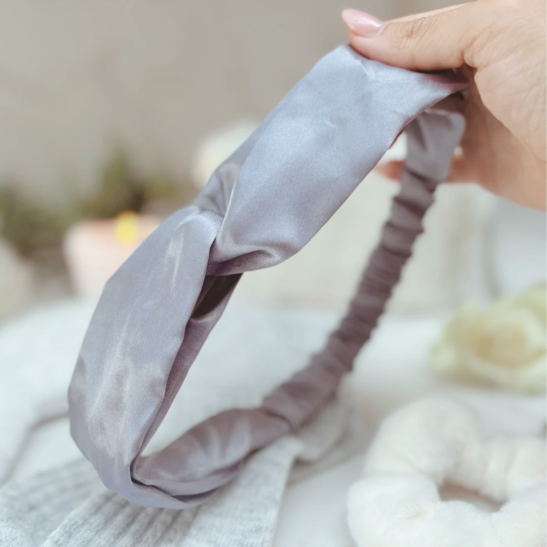 Blue satin vintage style hair band