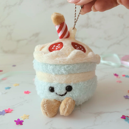 Blue Plush Birthday Cake Keyring