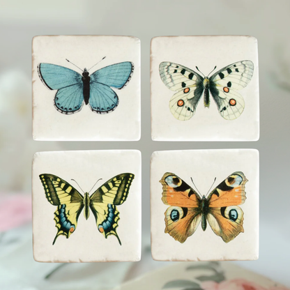 Blue Butterfly Ceramic Coaster