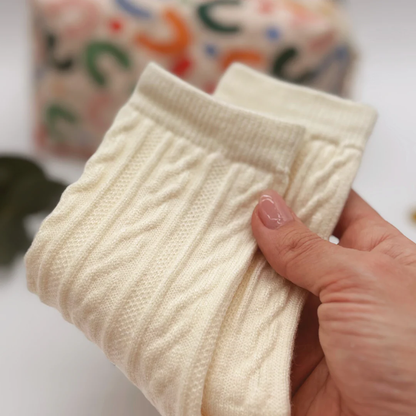 Cream Cable Knit Socks