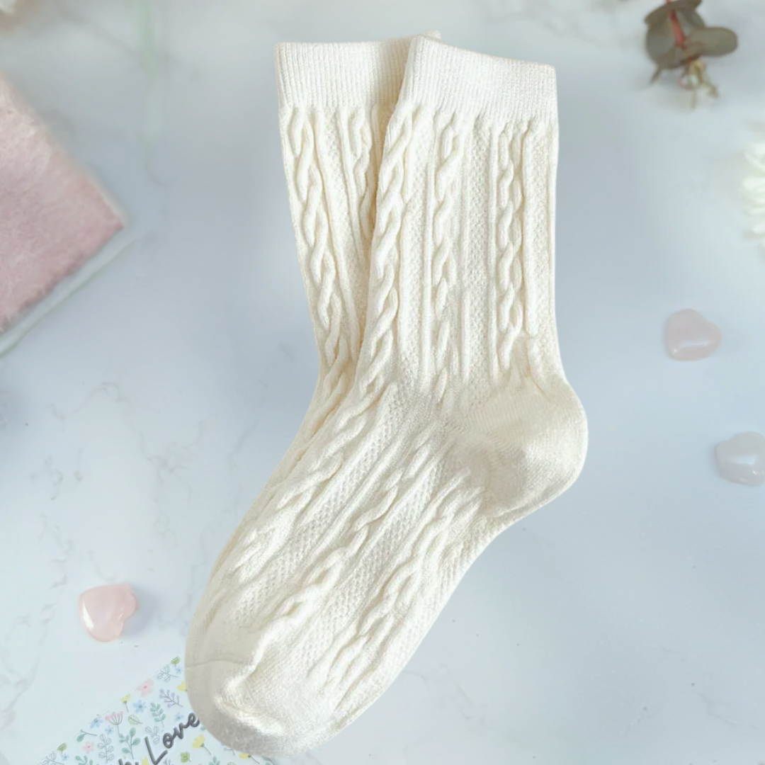 Cream Cable Knit Socks