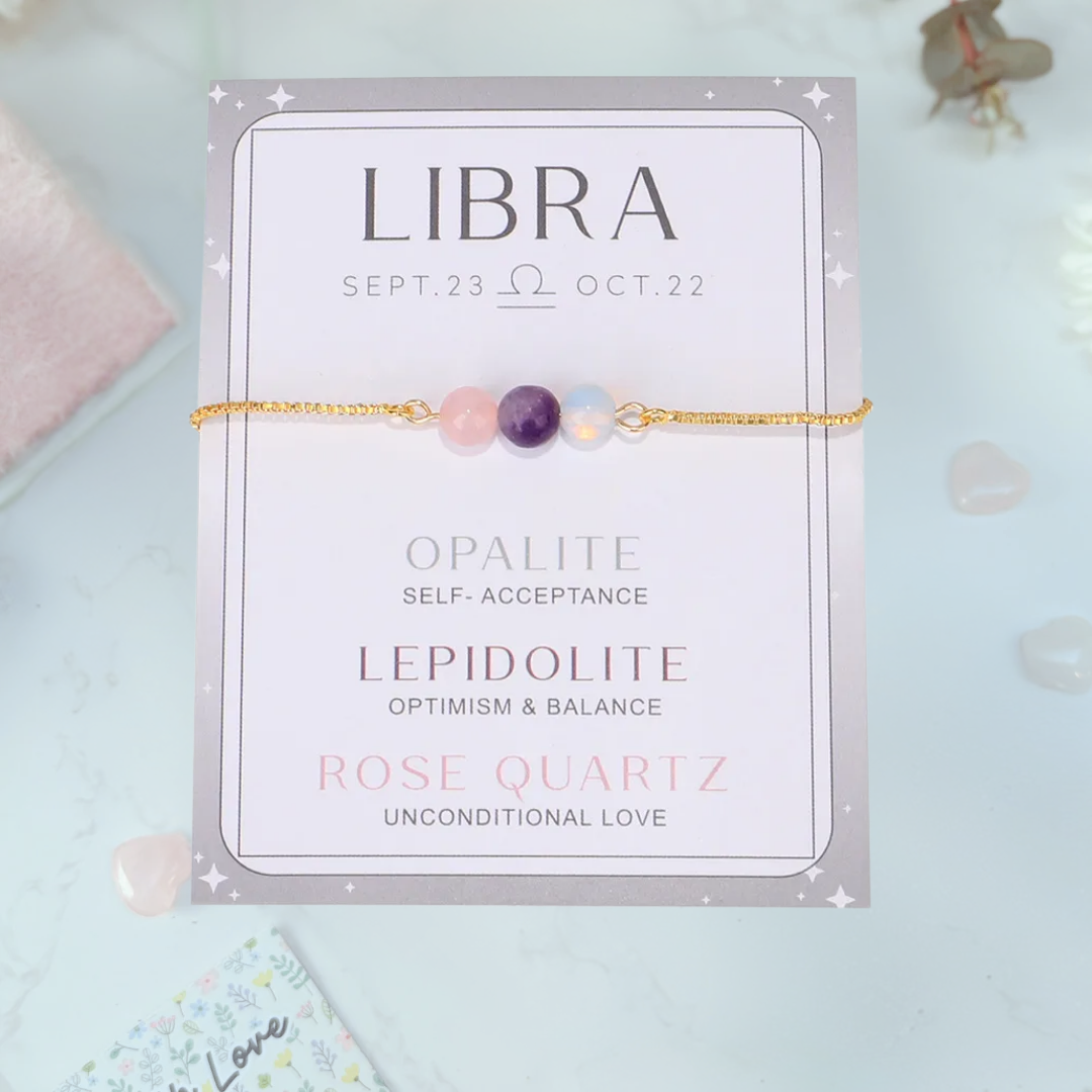 Libra Zodiac Bracelet with crystals